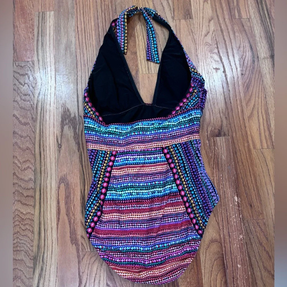 Gottex Nefertiti Multi One Piece Swimsuit with a halter sz 12 - Picture 5 of 9
